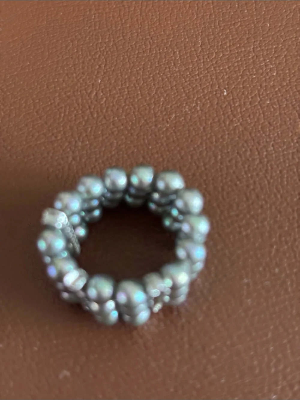 Silver-Tone Beaded Stretch Ring - Women's Fashion Jewelry